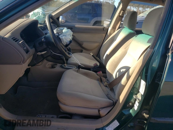 2001 Honda Civic DX with VIN 2HGES16231H525518, listed as a Copart auction lot 80612734 with 185,661 mi miles and Salvage Title. Bid and sale history available at carsss.com. Image 7.