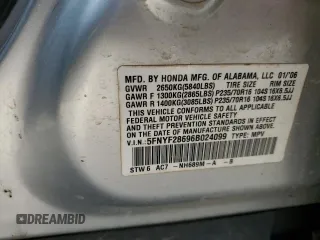 2006 Honda Pilot EX-L with VIN 5FNYF28696B024099, listed as a Copart auction lot 50570925 with Not Provided miles and Salvage Title. Bid and sale history available at carsss.com. Image 15.
