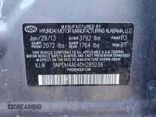 2013 Hyundai Elantra GLS z VIN 5NPDH4AE4DH285239, wystawiony jako Copart lot #52432085 z przebiegiem 109 822 mil mil oraz Szkoda całkowita • Salvage title. Historia ofert i sprzedaży dostępna na DreamBid. Obrazek 14.
