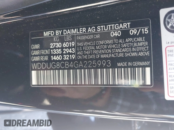 2016 Mercedes-Benz S 550 with VIN WDDUG8CB4GA225993, listed as a IAAI auction lot 41818925 with 72,053 mi miles and . Bid and sale history available at carsss.com. Image 9.