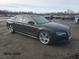 2013 Audi A8 3.0L with VIN WAUAGAFDXDN000657, listed as a Copart auction lot 42992755 with 154,426 mi miles and Salvage title. Bid and sale history available at DreamBid. Image 4.