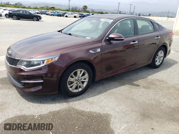 2018 Kia Optima LX with VIN 5XXGT4L31JG229497, listed as a Copart auction lot 57469045 with 119,629 mi miles and Salvage title. Bid and sale history available at DreamBid. Image 1.