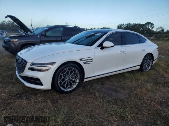 2023 Genesis G80 2.5T with VIN KMTGB4SC1PU150792, listed as a Copart auction lot 74709684 with 0 mi miles and Non Repairable. Bid and sale history available at carsss.com. Image 1.
