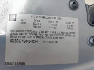 2008 Pontiac G6 z VIN 1G2ZG57N284244274, wystawiony jako IAAI lot #41951350 z przebiegiem 145 519 mil mil oraz . Historia ofert i sprzedaży dostępna na DreamBid. Obrazek 9.