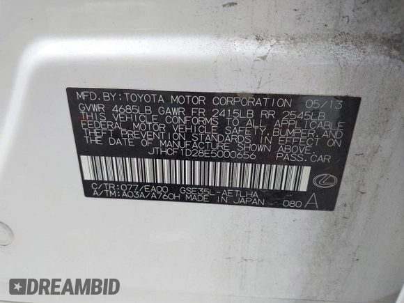 2014 Lexus IS 250 z VIN JTHCF1D28E5000656, wystawiony jako IAAI lot #42184888 z przebiegiem 133 586 mil mil oraz . Historia ofert i sprzedaży dostępna na DreamBid. Obrazek 9.