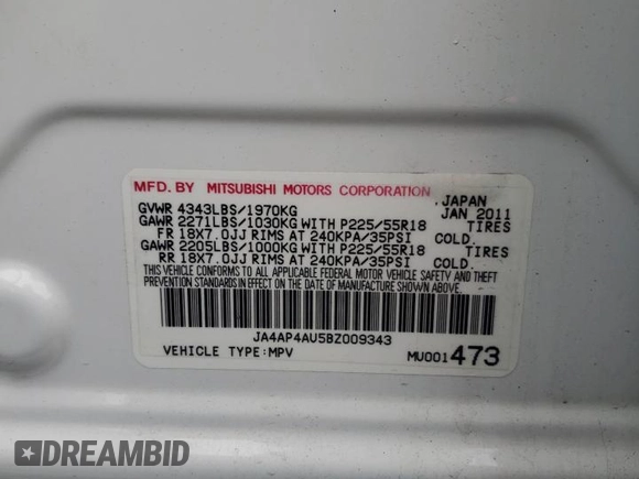 2011 Mitsubishi Outlander Sport SE with VIN JA4AP4AU5BZ009343, listed as a Copart auction lot 52790585 with 75,153 mi miles and Salvage Title. Bid and sale history available at carsss.com. Image 13.