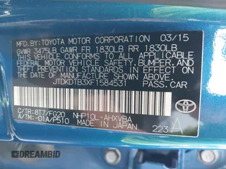 2015 Toyota Prius One z VIN JTDKDTB3XF1584531, wystawiony jako IAAI lot #42401457 z przebiegiem 142 789 mil mil oraz . Historia ofert i sprzedaży dostępna na DreamBid. Obrazek 9.