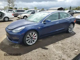 2018 Tesla Model 3 Long Range Battery with VIN 5YJ3E1EB2JF072321, listed as a Copart auction lot 51018825 with 110,494 mi miles and Salvage Title. Bid and sale history available at DreamBid. Image 1.