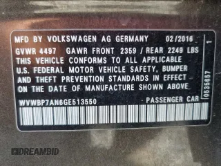 2016 Volkswagen CC Sport with VIN WVWBP7AN6GE513550, listed as a Copart auction lot 65621524 with 151,038 mi miles and Salvage Title. Bid and sale history available at carsss.com. Image 12.