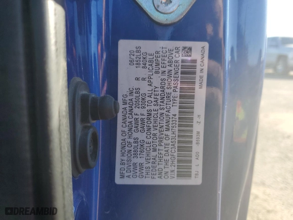 2020 Honda Civic Si Coupe with VIN 2HGFC3A53LH753374, listed as a Copart auction lot 81543424 with 92,643 mi miles and Salvage Title. Bid and sale history available at carsss.com. Image 13.