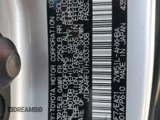 2017 Toyota Prius Two z VIN JTDKARFU1H3037038, wystawiony jako Copart lot #57699235 z przebiegiem 91 529 mil mil oraz Szkoda całkowita • Salvage title. Historia ofert i sprzedaży dostępna na DreamBid. Obrazek 12.