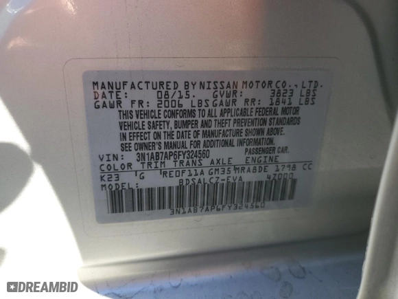2015 Nissan Sentra SV with VIN 3N1AB7AP6FY324560, listed as a Copart auction lot 77788614 with 131,695 mi miles and Clean Title. Bid and sale history available at carsss.com. Image 12.