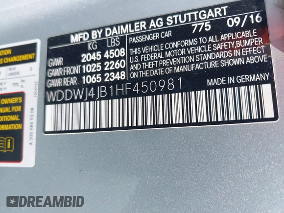 2017 Mercedes-Benz C 300 with VIN WDDWJ4JB1HF450981, listed as a IAAI auction lot 41779568 with 103,928 mi miles and . Bid and sale history available at carsss.com. Image 9.
