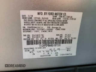 2019 Ford Taurus Limited z VIN 1FAHP2F86KG107531, wystawiony jako Copart lot #53488475 z przebiegiem 78 285 mil mil oraz Szkoda całkowita • Salvage title. Historia ofert i sprzedaży dostępna na DreamBid. Obrazek 12.