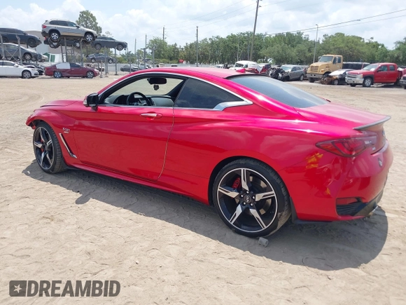 2018 Infiniti Q60 Red Sport 400 with VIN JN1FV7EL9JM630801, listed as a IAAI auction lot 42213699 with 76,759 mi miles and . Bid and sale history available at DreamBid. Image 3.