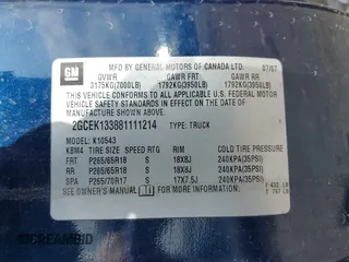 2008 Chevrolet Silverado 1500 LTZ with VIN 2GCEK133881111214, listed as a IAAI auction lot 41986926 with 215,979 mi miles. Bid and sale history available at carsss.com. Image 9.