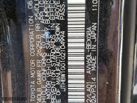 2016 Lexus ES 300h Hybrid with VIN JTHBW1GG1G2104994, listed as a Copart auction lot 47441695 with 63,860 mi miles and Salvage Title. Bid and sale history available at carsss.com. Image 12.