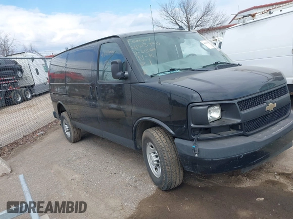 2016 Chevrolet Express Cargo Van with VIN 1GCWGAFGXG1260362, listed as a IAAI auction lot 41813990 with 141,741 mi miles. Bid and sale history available at carsss.com. Image 1.