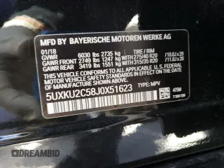 2018 BMW X6 xDrive35i with VIN 5UXKU2C58J0X51623, listed as a Copart auction lot 42808013 with 52,708 mi miles. Bid and sale history available at carsss.com. Image 13.