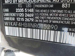 2022 Mercedes-Benz C 300 with VIN W1KAF4HB8NR015290, listed as a IAAI auction lot 41462156 with 16,094 mi miles and . Bid and sale history available at DreamBid. Image 9.