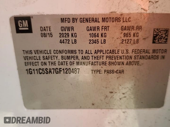 2016 Chevrolet Malibu Limited LT with VIN 1G11C5SA7GF120487, listed as a Copart auction lot 74980414 with 160,679 mi miles and Salvage Title. Bid and sale history available at carsss.com. Image 12.