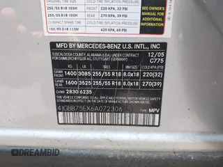2006 Mercedes-Benz M 500 с VIN 4JGBB75EX6A072306, выставлен на аукционе IAAI как лот 42495998 с пробегом 174 781 миль миль и . История ставок и продаж доступна на DreamBid. Изображение 9.