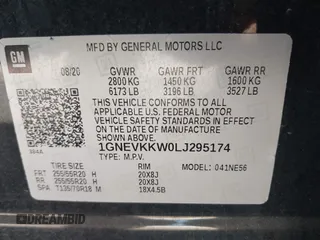 2020 Chevrolet Traverse Premier with VIN 1GNEVKKW0LJ295174, listed as a IAAI auction lot 41599409 with 30,291 mi miles. Bid and sale history available at carsss.com. Image 9.