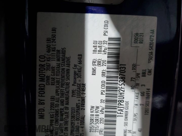 2015 Ford Mustang EcoBoost Premium z VIN 1FATP8UH2F5387031, wystawiony jako Copart lot #46362525 z przebiegiem Nie podano mil oraz Szkoda całkowita • Salvage title. Historia ofert i sprzedaży dostępna na DreamBid. Obrazek 12.