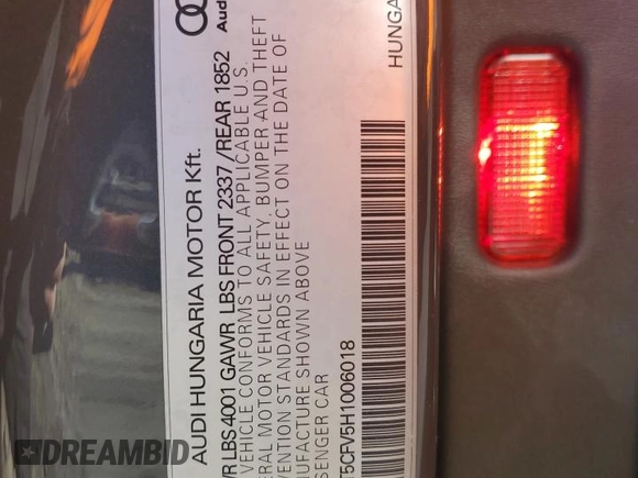 2017 Audi TT Roadster z VIN TRUT5CFV5H1006018, wystawiony jako Copart lot #88120195 z przebiegiem 30 152 mil mil oraz Szkoda całkowita • Salvage title. Historia ofert i sprzedaży dostępna na DreamBid. Obrazek 12.