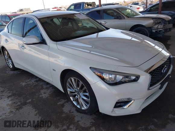 2019 Infiniti Q50 3.0t LUXE with VIN JN1EV7AP4KM513651, listed as a IAAI auction lot 41357173 with 77,485 mi miles. Bid and sale history available at carsss.com. Image 1.