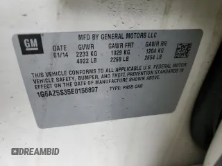 2014 Cadillac CTS Premium AWD with VIN 1G6AZ5S35E0156897, listed as a Copart auction lot 55838595 with 124,999 mi miles and Salvage title. Bid and sale history available at DreamBid. Image 13.