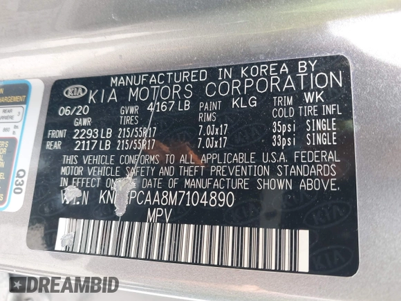 2021 Kia Seltos LX z VIN KNDEPCAA8M7104890, wystawiony jako IAAI lot #42059596 z przebiegiem 44 587 mil mil oraz . Historia ofert i sprzedaży dostępna na DreamBid. Obrazek 9.