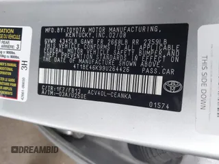2009 Toyota Camry with VIN 4T1BE46K99U264426, listed as a IAAI auction lot 41428692 with 141,271 mi miles. Bid and sale history available at carsss.com. Image 9.