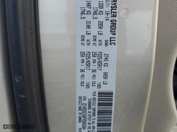 2015 Dodge Grand Caravan SXT with VIN 2C4RDGCG0FR566364, listed as a Copart auction lot 51065645 with 138,299 mi miles and Clean Title. Bid and sale history available at carsss.com. Image 13.