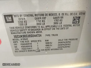 2014 Chevrolet Silverado 1500 LTZ with VIN 3GCUKSEC2EG544724, listed as a IAAI auction lot 41925805 with 70,830 mi miles. Bid and sale history available at carsss.com. Image 9.