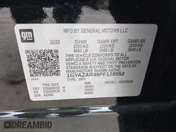 2023 Cadillac XT4 FWD Luxury with VIN 1GYAZAR49PF128552, listed as a IAAI auction lot 41806172 with 36,081 mi miles and . Bid and sale history available at carsss.com. Image 9.