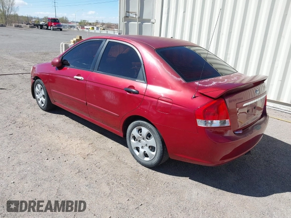 2008 Kia Spectra EX with VIN KNAFE121385509258, listed as a IAAI auction lot 41775275 with 174,102 mi miles. Bid and sale history available at carsss.com. Image 3.