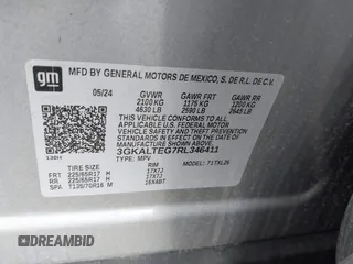 2024 GMC Terrain SLE with VIN 3GKALTEG7RL346411, listed as a IAAI auction lot 42338008 with 18,281 mi miles and . Bid and sale history available at DreamBid. Image 9.
