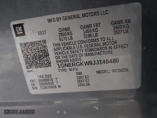 2018 Chevrolet Traverse LT Cloth with VIN 1GNERGKW9JJ148480, listed as a IAAI auction lot 41615478 with 113,157 mi miles. Bid and sale history available at carsss.com. Image 9.