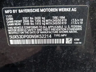 2022 BMW X3 xDrive30i with VIN 5UX53DP00N9K52214, listed as a IAAI auction lot 42031394 with 36,967 mi miles and . Bid and sale history available at DreamBid. Image 9.