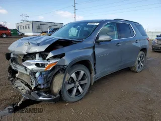2021 Chevrolet Traverse LT Leather with VIN 1GNEVHKW2MJ174540, listed as a Copart auction lot 46946675 with 57,603 mi miles and Salvage Title. Bid and sale history available at carsss.com. Image 1.