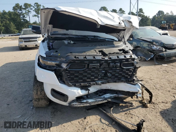 2025 Ram 1500 Big Horn with VIN 1C6SRFFPXSN521827, listed as a Copart auction lot 68621994 with 1,676 mi miles and Salvage Title. Bid and sale history available at carsss.com. Image 5.