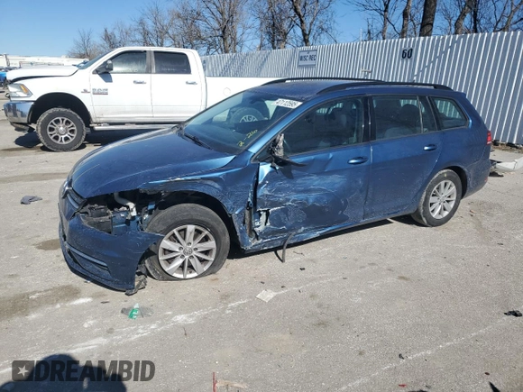 2019 Volkswagen Golf SportWagen S with VIN 3VWY57AU6KM512342, listed as a Copart auction lot 47112595 with 97,965 mi miles and Salvage Title. Bid and sale history available at carsss.com. Image 1.