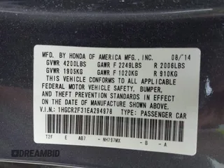 2014 Honda Accord LX with VIN 1HGCR2F31EA294978, listed as a IAAI auction lot 41872422 with 108,632 mi miles and . Bid and sale history available at carsss.com. Image 9.