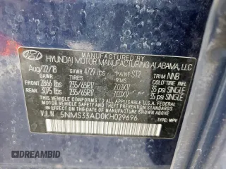 2019 Hyundai Santa Fe SEL z VIN 5NMS33AD0KH029696, wystawiony jako Copart lot #58147435 z przebiegiem 150 417 mil mil oraz Szkoda całkowita • Salvage title. Historia ofert i sprzedaży dostępna na DreamBid. Obrazek 13.