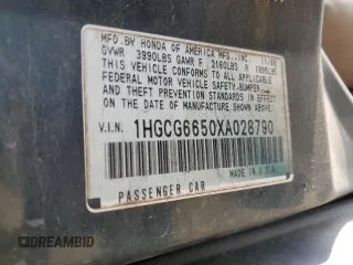 1999 Honda Accord LX with VIN 1HGCG6650XA028790, listed as a Copart auction lot 61014405 with 362,319 mi miles and Salvage title. Bid and sale history available at DreamBid. Image 13.