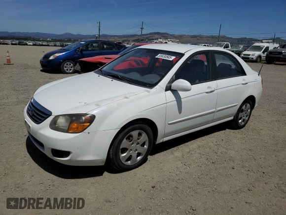 2009 Kia Spectra EX with VIN KNAFE222095665094, listed as a Copart auction lot 55830585 with 144,656 mi miles and Clean Title. Bid and sale history available at DreamBid. Image 1.