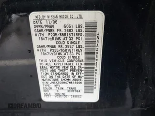2007 Nissan Murano SE z VIN JN8AZ08W47W618906, wystawiony jako IAAI lot #41962559 z przebiegiem 162 708 mil mil oraz . Historia ofert i sprzedaży dostępna na DreamBid. Obrazek 9.