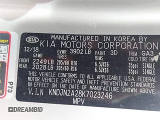 2019 Kia Soul with VIN KNDJN2A28K7023246, listed as a IAAI auction lot 41724935 with 59,580 mi miles. Bid and sale history available at carsss.com. Image 9.