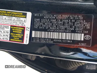 2010 Toyota Camry with VIN 4T4BF3EK0AR014852, listed as a IAAI auction lot 42084408 with 239,751 mi miles and . Bid and sale history available at DreamBid. Image 9.
